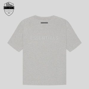 Fear of God Essentials T-shirt "Dark Heather Oatmeal" với logo Essentials bằng cao su ép nhiệt sau lưng
